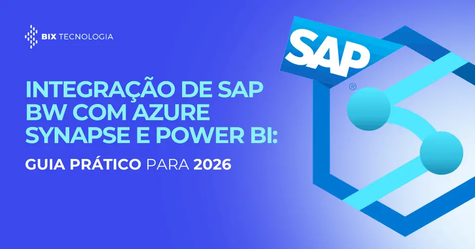 Diagrama técnico mostrando o fluxo de dados do SAP BW para o Azure Synapse e Power BI, passando pelo Data Lake.